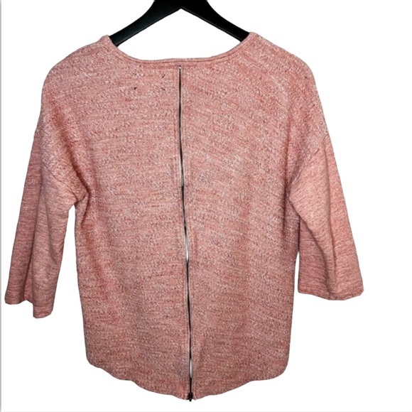 Lou & Grey Women’s Sz Small Pink Back Zip 3/4 Sleeve Knit Top. - Picture 2 of 10